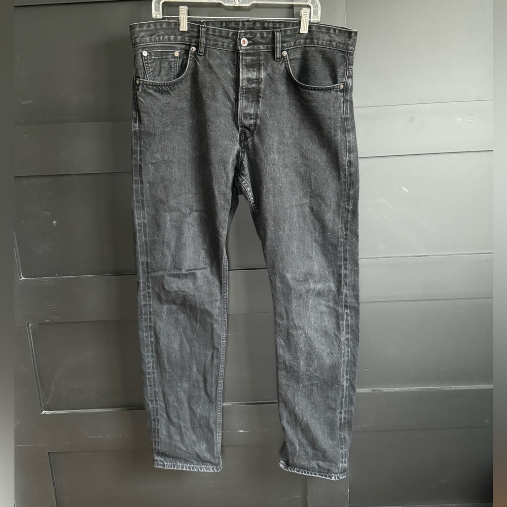 Railcar Fine Goods and Blue Owl collaboration faded 37x32 Black selvedge denim.